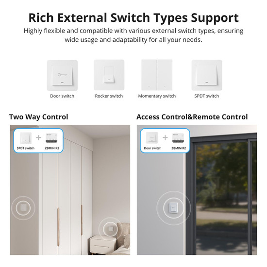 SONOFF ZBMINI Extreme Zigbee Smart Switch, Lichtschalter Relais, Unterputz, mit Neutralleiter ZBMINIR2