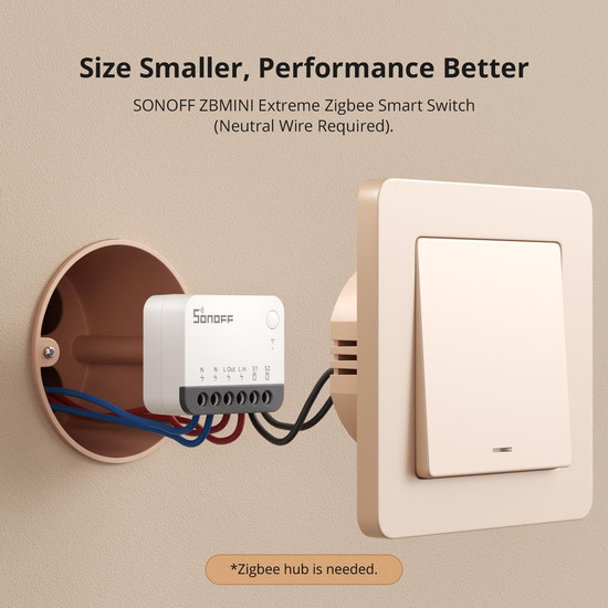 SONOFF ZBMINI Extreme Zigbee Smart Switch, Lichtschalter Relais, Unterputz, mit Neutralleiter ZBMINIR2