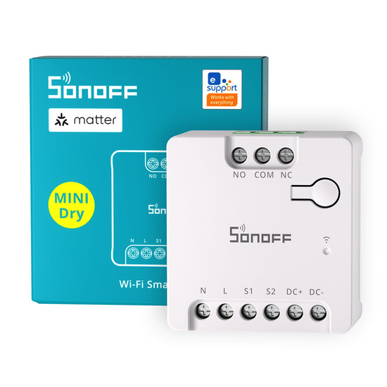 SONOFF MINI Dry WiFi Smart Switch (Trockenkontaktrelais), Lichtschalter Relais, Potentialfrei, Garagentorsteuerung, Unterputz HomeKit MINI-D