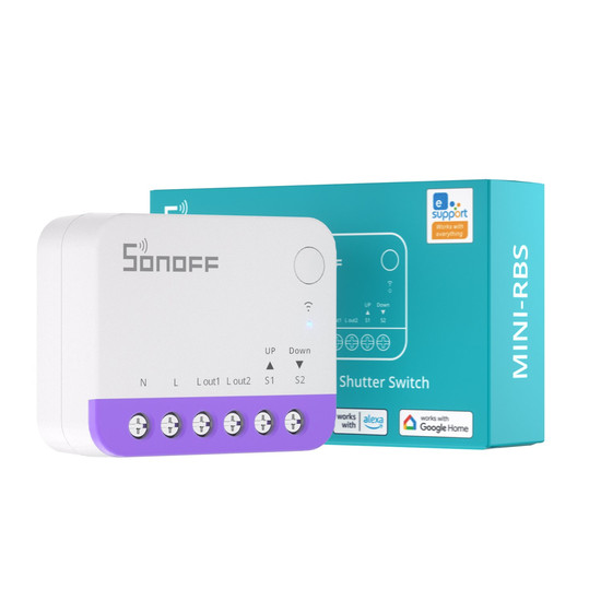 SONOFF Smart Rollladenschalter, Jalousiesteuerung, Rollladenmotor, Unterputz, Alexa & Google Home App MINI-RBS