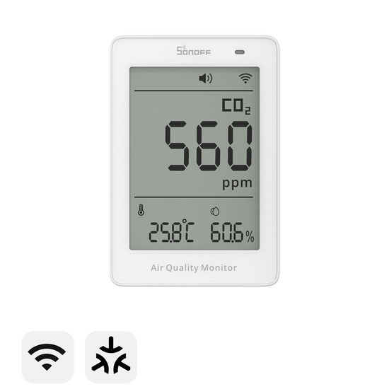SONOFF AirGuard CO2 Matter über WiFi Luftqualitätsmonitor, HomeKit, Alexa & Google Home, App SAWF-08P