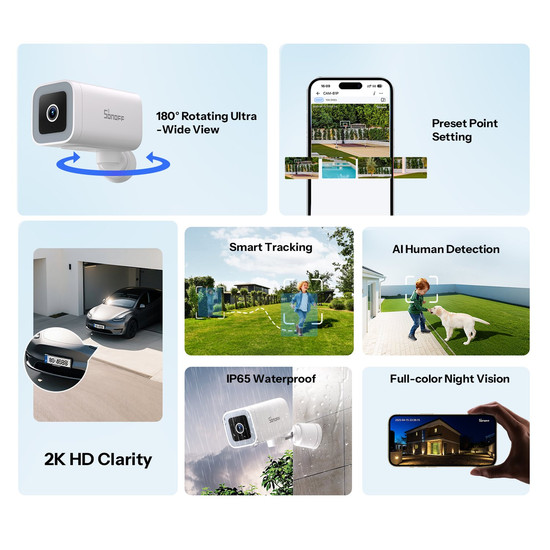 SONOFF CAM Outdoor Intelligente Sicherheitskamera, Outdoor IP66, Alexa & Google Home, App CAM-B1P