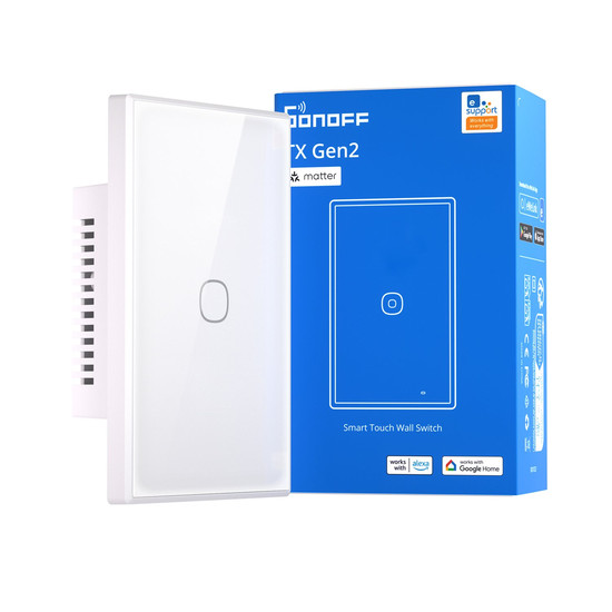 SONOFF Smart Touch Wandschalter, Glasfront, HomeKit, Alexa & Google Home, App T6-1C-120M