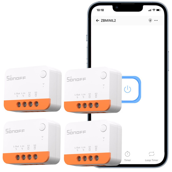 SONOFF ZBMINI Extreme Zigbee Smart Switch, Lichtschalter Relais, Ohne Neutralleiter, Unterputz ZBMINIL2
