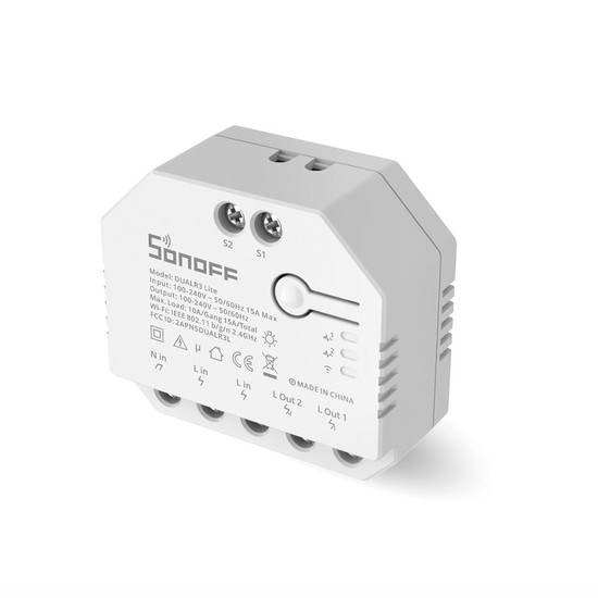 SONOFF DUALR3 Lite 2-Gang Smart Switch, Lichtschalter Relais, 2-Fach, Unterputz, Alexa & Google Home App DUALR3 LITE