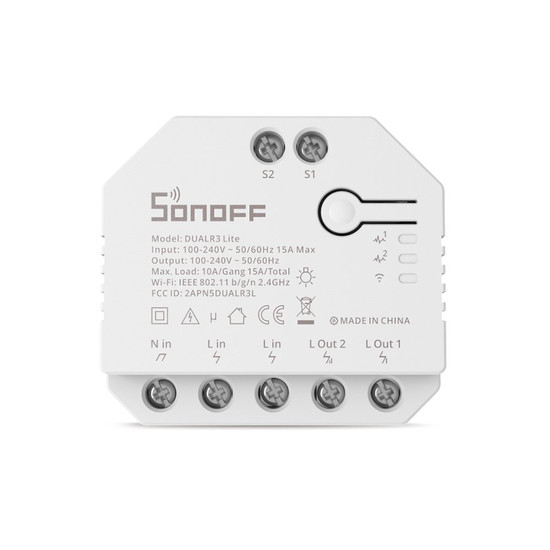 SONOFF DUALR3 Lite 2-Gang Smart Switch, Lichtschalter Relais, 2-Fach, Unterputz, Alexa & Google Home App DUALR3 LITE