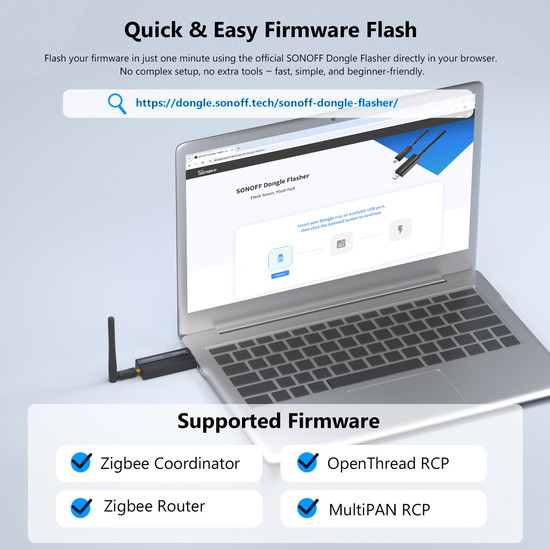 SONOFF Zigbee 3.0 USB-Dongle Plus, Koordinator V2, Home Assistant, Zigbee2MQTT, openHAB ZBDongle-E