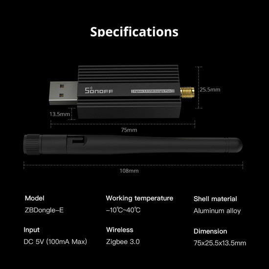 SONOFF Zigbee 3.0 USB-Dongle Plus, Koordinator V2, Home Assistant, Zigbee2MQTT, openHAB ZBDongle-E