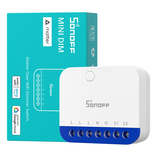 SONOFF MINI DIM Matter über WiFi Dimmerschalter, LED dimmbar, Unterputz, HomeKit Alexa & Google App MINI-DIM