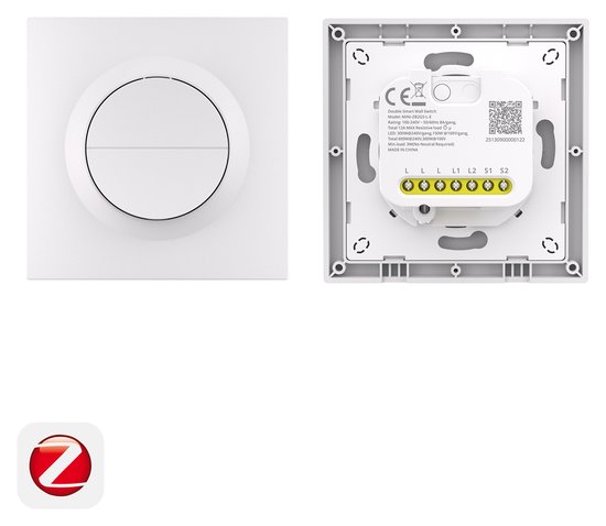 SONOFF Orb-ZBW2L Zigbee Doppelter Intelligenter Wandschalter, Lichtschalter Relais, Ohne Neutralleiter, Unterputz MINI-ZB2GS-L-E