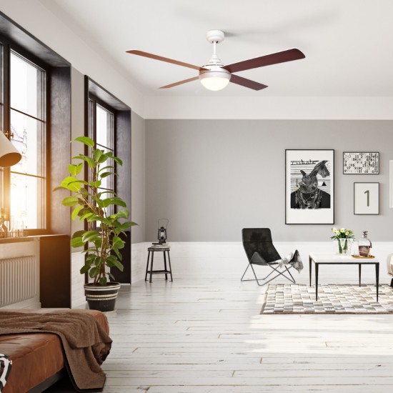 Sulion Deckenventilator mit LED Leuchte Baloo+ Ø132cm CCT Weiss mit Fernbedienung