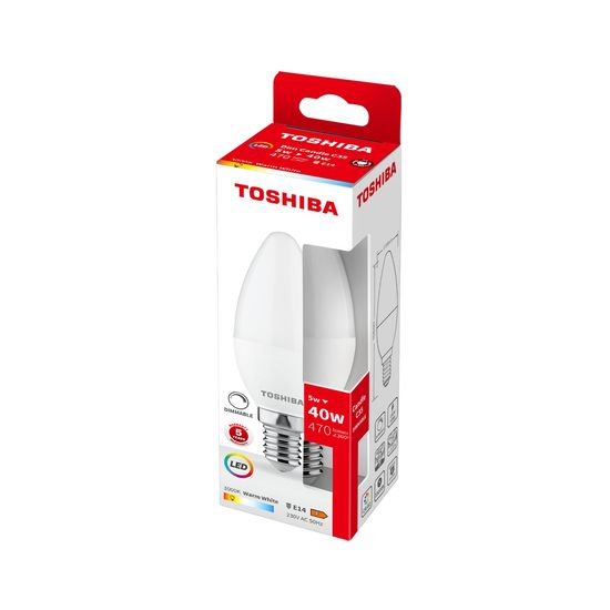 Toshiba LED Kerze dimmbar E14 5W 3000K 470Lm wie 40W