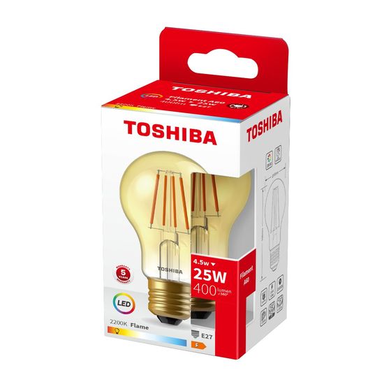 Toshiba LED Filament Lampe E27 Amber 4.5W 2200K 400Lm wie 25W
