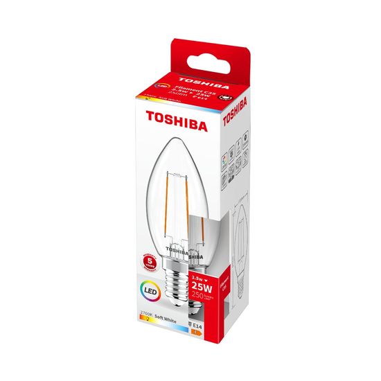 Toshiba LED Filament Kerzen Lampe E14 2.5W 2700K 250Lm wie 25W