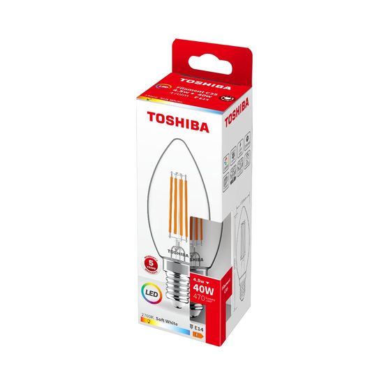 Toshiba LED Filament Kerzen Lampe E14 4.5W 2700K 470Lm wie 40W