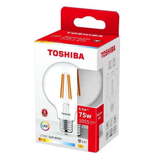 Toshiba LED Filament Globe Lampe E27 8.5W 2700K 1055Lm wie 75W