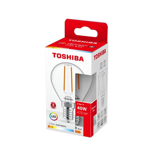 Toshiba LED Filament Tropfen Lampe E14 4.5W 2700K 470Lm wie 40W