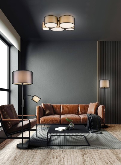 Trio Burton Stehleuchte E27/E14  2-fach ⌀45cm Schwarz Matt