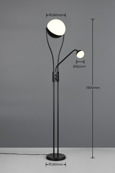 Trio 478310232 Chris LED Stehleuchte 18W ⌀30cm dimmbar Schwarz Matt warmweiss