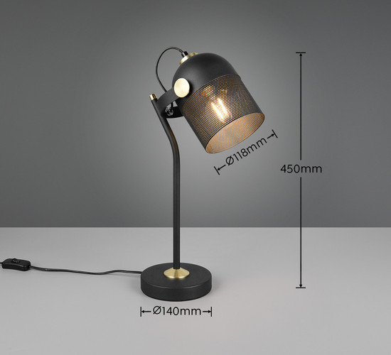 Trio 548200132 Mixa E27 Tischleuchte Schwarz Matt