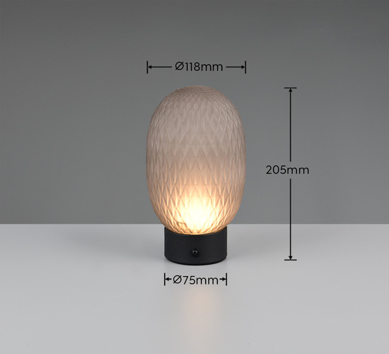 Trio 564210154 Facette LED Tischleuchte 1,5W ⌀11,8cm Rauchfarbig warmweiss Touch