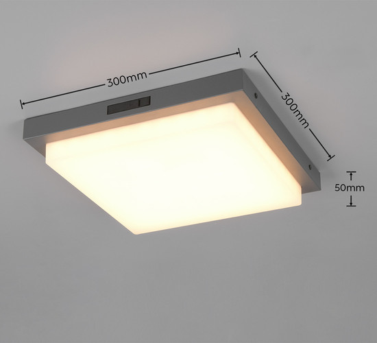 Trio 630369242 Bermejo LED Deckenleuchte 14W Anthrazit IP54 CCT einstellbare Lichtfarbe