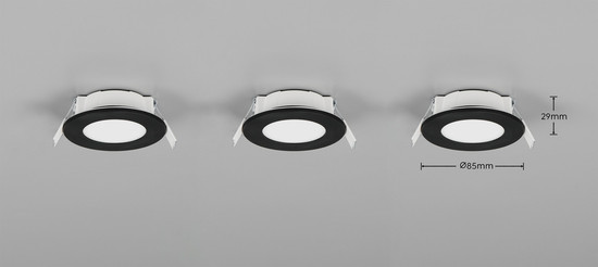 Trio 635110302 Himal LED Einbauleuchten 3x3,5W ⌀8,5cm dimmbar Schwarz IP65 CCT einstellbare Lichtfarbe