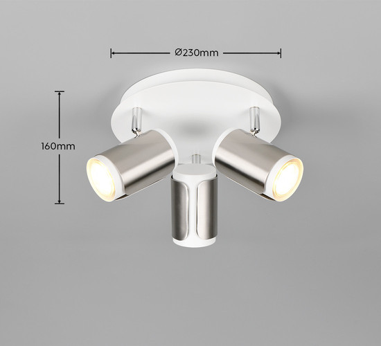 Trio 814530307 Gillan GU10 Strahler 3-fach ⌀30cm Nickel Matt