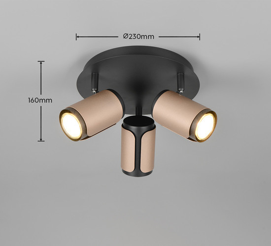 Trio 814530365 Gillan GU10 Strahler 3-fach ⌀30cm Coffee