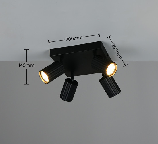 Trio 867730432 Soka GU10 Strahler 4-fach Schwarz Matt