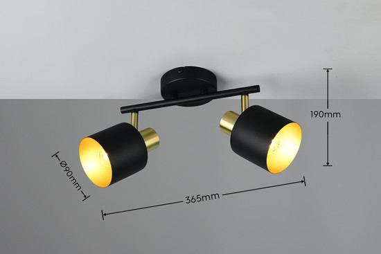Trio 868800280 Eva E14 Strahler 2-fach Schwarz-Gold
