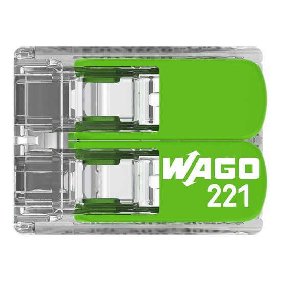 WAGO 221-422 100x Verbindungsklemme mit Hebeln, 2 Leiter, grün
