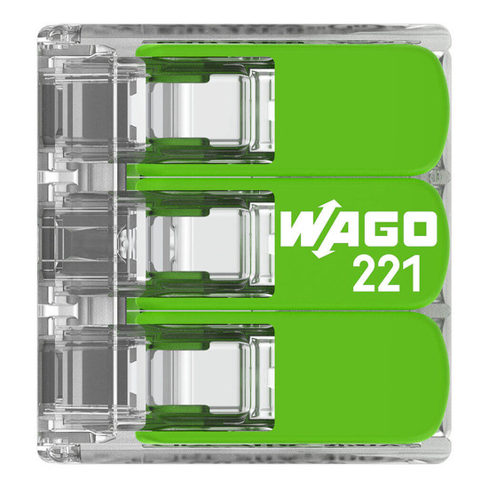 WAGO 221-423 50x Verbindungsklemme mit Hebeln, 3 Leiter, grün