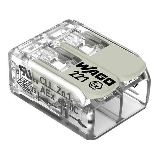 WAGO 221-482 100x Verbindungsklemme mit Hebeln, 2 Leiter, 4mm², Ex e, lichtgrau