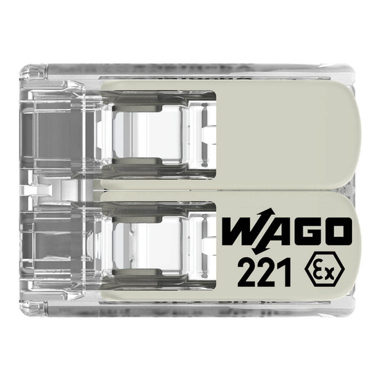 WAGO 221-682 50x Verbindungsklemme mit Hebeln, 2 Leiter, 6mm², Ex e, lichtgrau