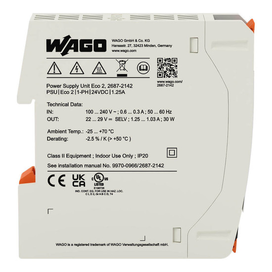 WAGO 2687-2142 Stromversorgung Eco 2, 1-phasig, DC 24V, 1,25A, 30W