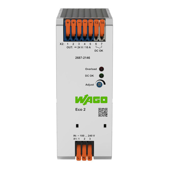WAGO 2687-2146 Stromversorgung Eco 2, 1-phasig, DC 24V, 10A, 240W