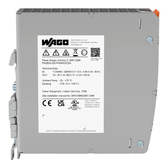 WAGO 2687-2344 Stromversorgung Eco 2, 3-phasig, DC 24V, 5A, 120W, PowerBoost