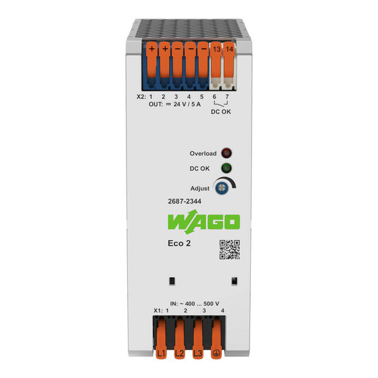 WAGO 2687-2344 Stromversorgung Eco 2, 3-phasig, DC 24V, 5A, 120W, PowerBoost
