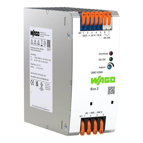 WAGO 2687-2346 Stromversorgung Eco 2, 3-phasig, DC 24V, 10A, 240W