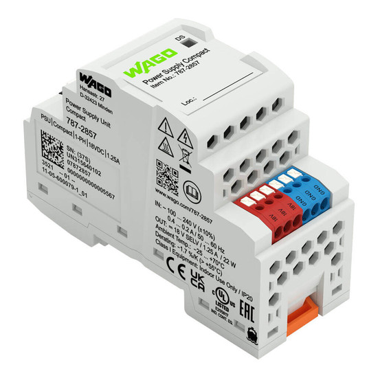 WAGO 787-2857 Stromversorgung Compact, 1-phasig, DC 18V, 1,25A, 22W, DC-OK LED, für DALI