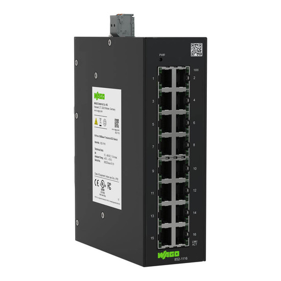 WAGO 852-1116 Industrial ECO Switch unmanaged, 16 Ports 1000Base-T, erweiterter Temperaturbereich
