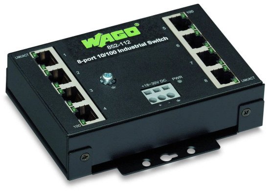 WAGO 852-112 1x 8 Ports 100Base-TX ECO Industrial Switch, Industrie Ethernet