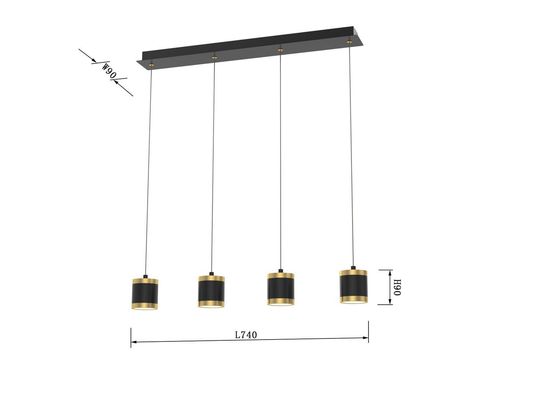 Wofi Toulouse LED Pendelleuchte Schwarz-Gold Esszimmerlampe 28W Warmweiss 3-Stufen Dimmbar 7003-404