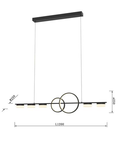 Wofi Messina LED Pendelleuchte Schwarzmatt 5-fach 52W Warmweiss 3-Stufen Dimmbar 7030-702