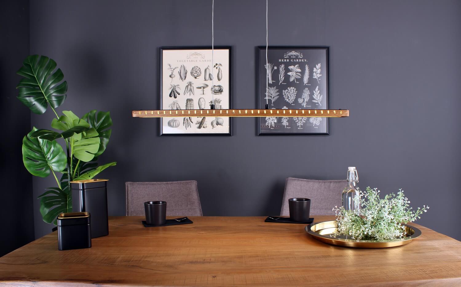 LUCE Design Solaris LED Pendelleuchte Warmweiss dimmbar 18W 3-Stufendimmer  Holz, schwarz