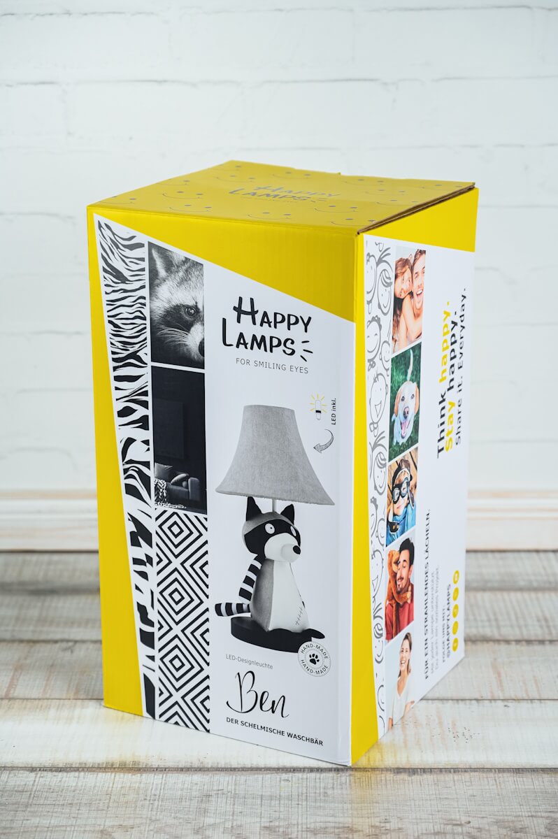 Happy Lamps Charles LED-Tischleuchte – Bärenlampe, Handgefertigt, 61 Cm, Kindersicher