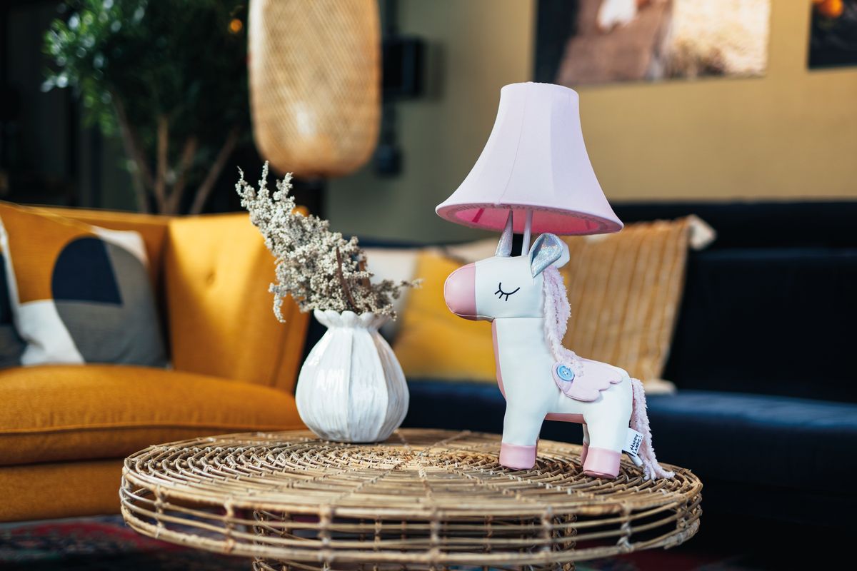 ZENZOO Einhorn Nachttischleuchte | Vegan Leder Für Kinderzimmer