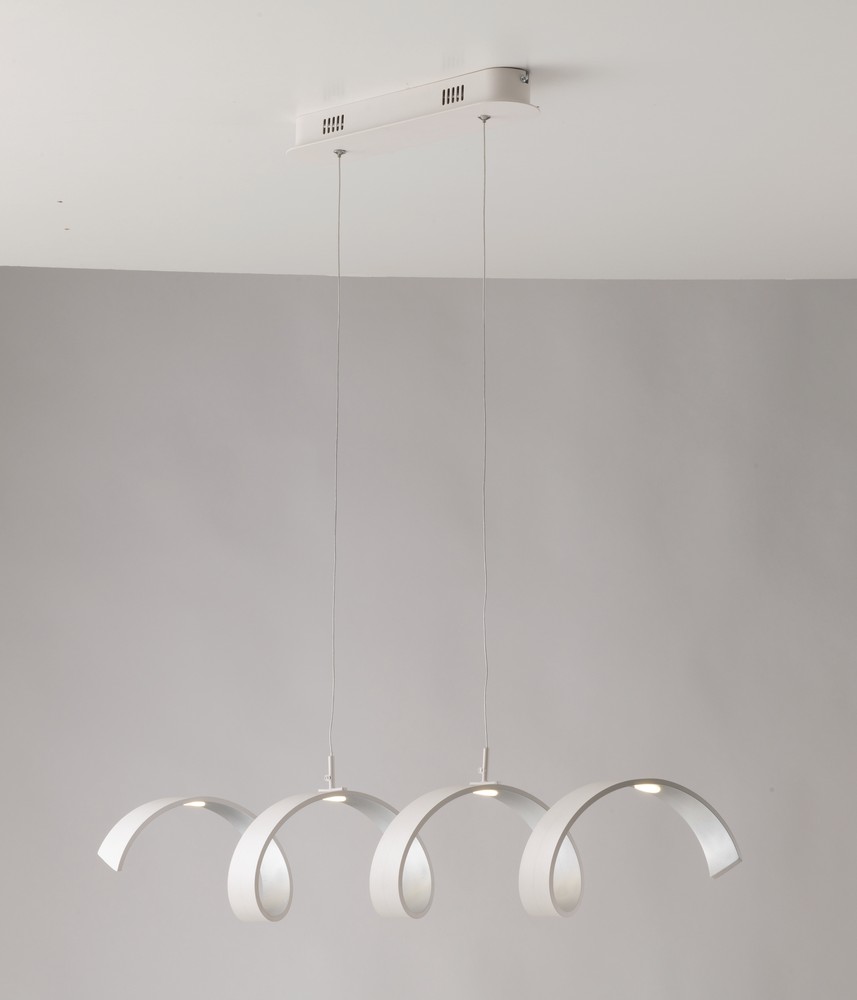 LUCE Design Helix LED 20W 4fach Pendelleuchte Weiß, 4000 K Silber