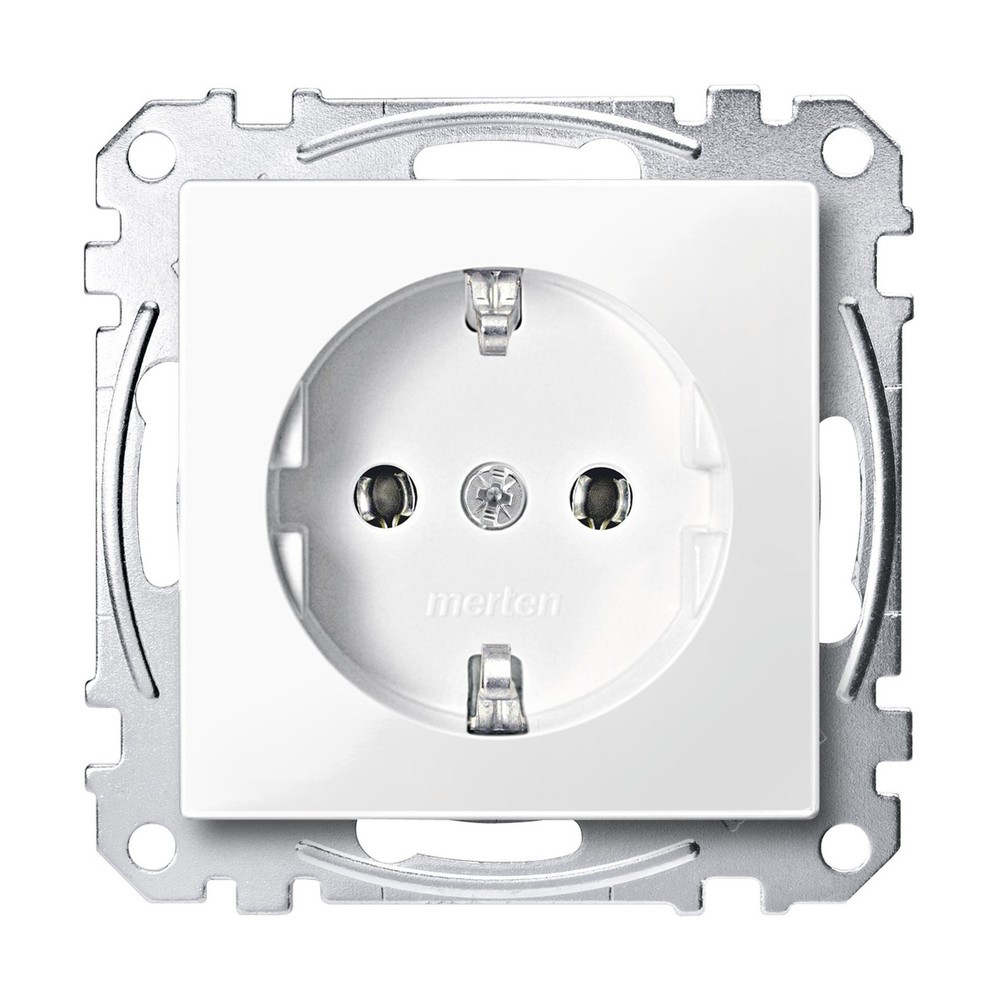 Merten Smart Set Prese Elettriche - 2 Prese + 1 Telaio 2 Posti, Colore Bianco Polare Lucido